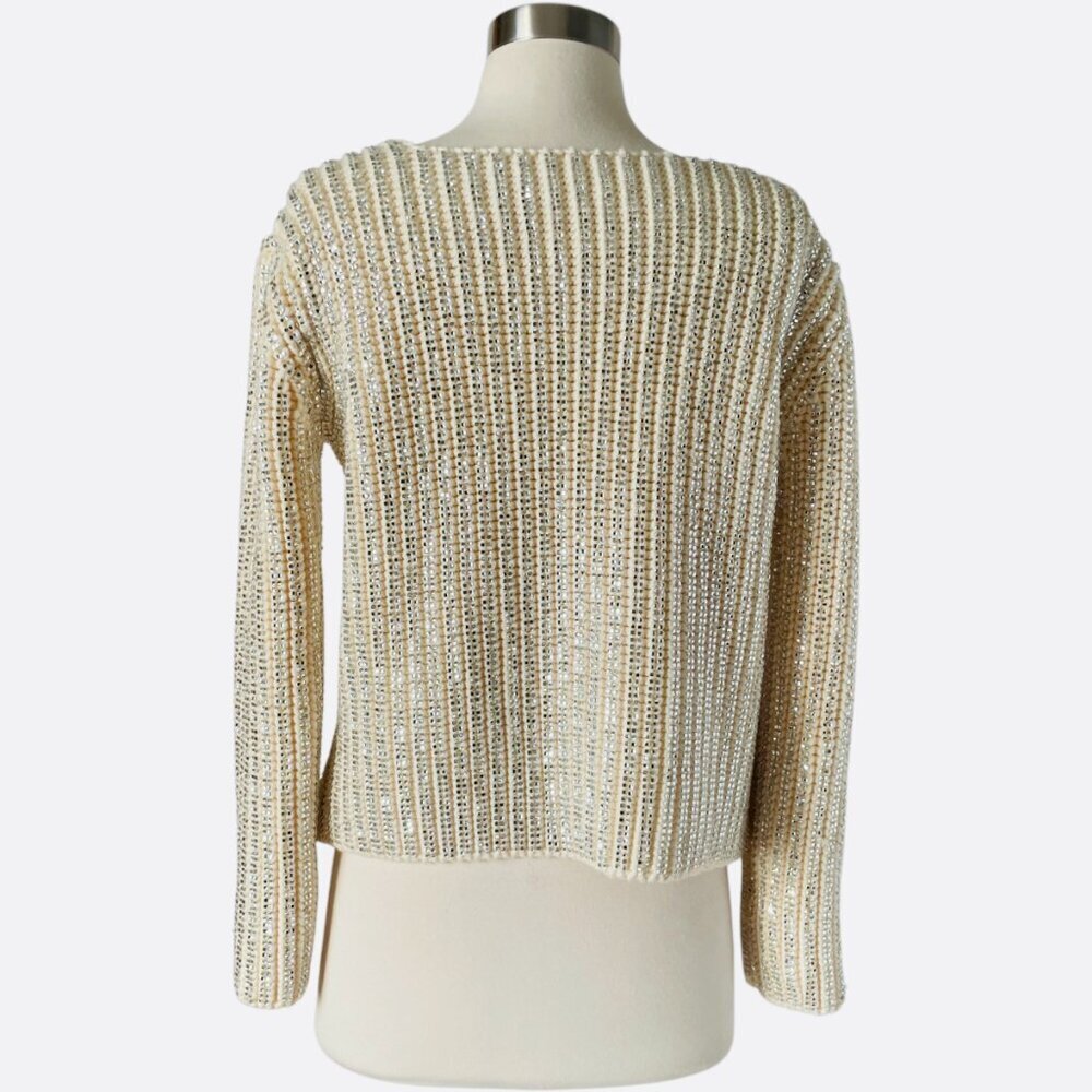 Ermanno Scervino Wool Crystal Embellished Sweater 42 Ivory Sparkle Knit Party - Picture 5 of 10